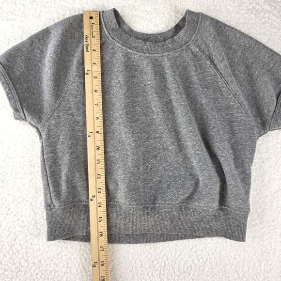 T.la Heather Gray Cropped Crewneck Pullover Short-Sleeved Top Size XXS - Picture 4 of 13